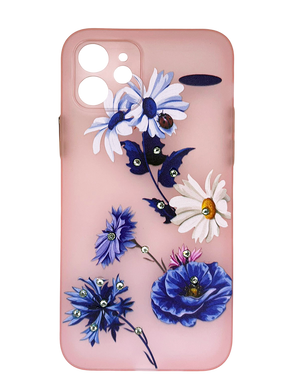 Силіконовий чохол Shine with Frame Clear Gradient для iPhone 12 TPU Ultra-Thin pink flowers 2