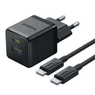 СЗУ Baseus Palm Fast Charger 30W (Type-C+USB) 30W+Type-C to Type-C 1m 60W black
