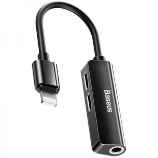 Перехідник Baseus L52 Adapter 3in1 Lightning Male to 3.5mm+2 Lightning Female Black