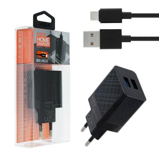 Адаптер змінного струму MOXOM MX-HC22 2.4A 2usb micro black