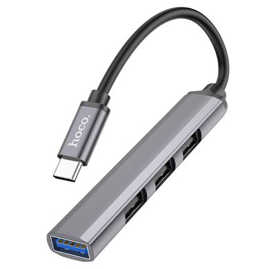 USB Hub Hoco HB26 4in1 (Type-C to USB 3.0+USB 2.0*3) gray