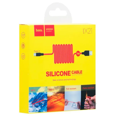 USB кабель Hoco X21 Silicone Type-C 3A 1m black/red