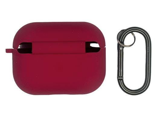 Чохол for AirPods Pro силіконовий Logo + карабін rose red з мікрофіброю