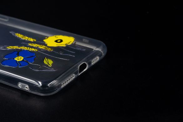 Силіконовий чохол MyPrint для iPhone 11 Pro Max clear Full Camera (Жовтоблакитні маки)