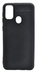 TPU чохол фактурний для Samsung M30S/M21 black імітація шкіри