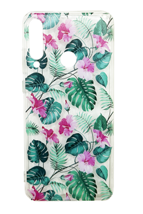 Силиконовый чехол Clear MyPrint для Huawei Y6P розовые цветы