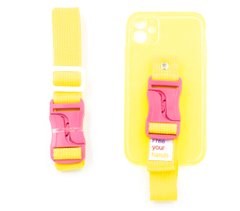 Чохол Handfree для iPhone 11 (6.1") yellow з кольоровим ремінцем