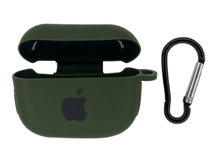 Чохол for AirPods Pro силіконовий + карабін forest green box