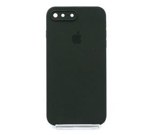 Силіконовий чохол Full Cover Square для iPhone 7+/8+ black green Camera Protective