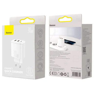 Сетевое зарядное устройство Baseus Compat CCXJ-E 30W QC + PD 1Type-C +2usb white