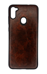 Чехол 2 в1 Кожа + силикон для Samsung M11 dark brown Lava