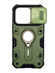 TPU+PC чохол Nillkin Camshield Armor для iPhone 15 Pro green шторка/захист камери