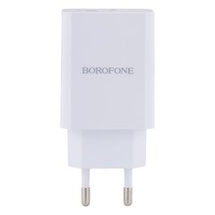 Мережевий блок живлення Borofone BA56A PD 20W+QC33.0 1usb/1Type-C ports (EU) white