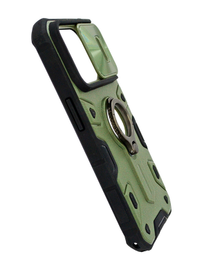 TPU+PC чохол Nillkin Camshield Armor для iPhone 15 Pro green шторка/захист камери