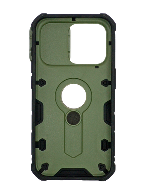 TPU+PC чехол Nillkin Camshield Armor для iPhone 15 Pro green шторка/защита камеры