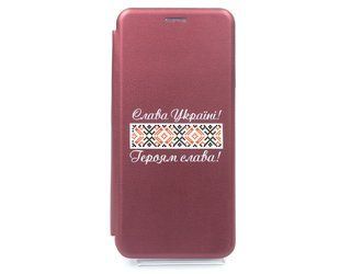 Чохол книжка Original шкіра MyPrint для Xiaomi Poco X3/X3 Pro NFC marsala (Героям слава, black/red)
