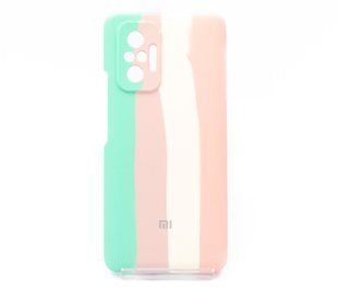 Силиконовый чехол Full Cover для Xiaomi Redmi Note 10 Pro Rainbow №3 mint/pink FullCam