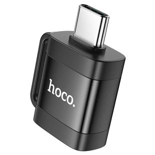 Переходник HOCO UA31C Type-C Male to USB female OTG transparent adapter black