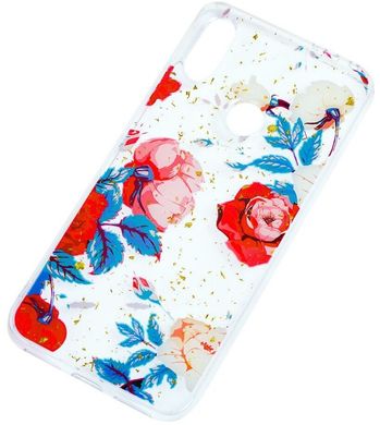 Силіконовий чохол Fashion Квіти для Xiaomi Redmi Note 7 з блискітками