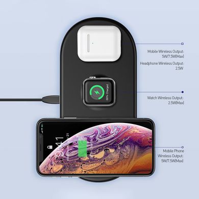 Бездротовий ЗП Baseus Smart 3in1 iPhone+iWatch+AirPods 18W black