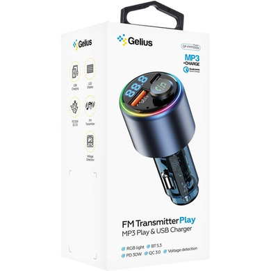 FM модулятор Gelius Play RGB GP-FMT050s (30w PD/QC+ 18w QC)