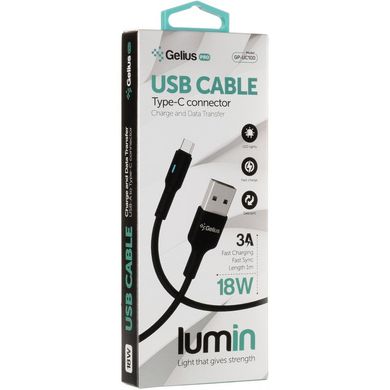 USB кабель Gelius Pro Lumin Lamp GP-UC100 Type-C 3A 1m black