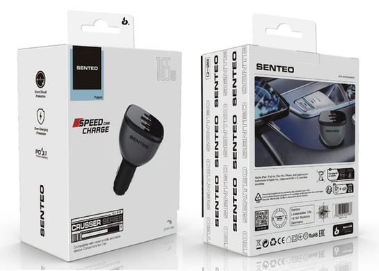 АЗП Senteo Q-08 165W USB+2Type-C PD/QC 3A black (сертифікат СЕ)