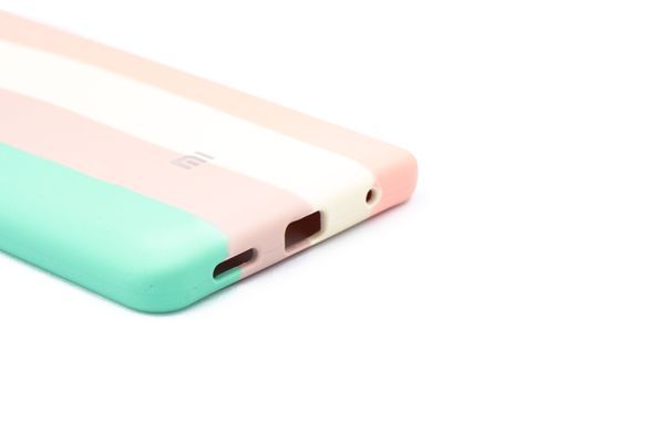 Силиконовый чехол Full Cover для Xiaomi Redmi Note 10 Pro Rainbow №3 mint/pink FullCam