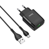 Мережевий зарядний пристрій HOCO C72Q Micro QC3.0 18W 1USB 1m black