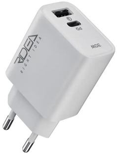 Сетевое зарядное устройство Ridea RW30120 Turbo 1USB/1USB-C QC/PD 30W white