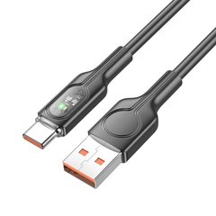 USB кабель HOCO U120 Transparent explore intelligent power-off USB to Type-C 5A/1,2m black