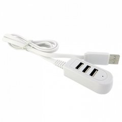 USB-HUB 3в1 довгий кабель white