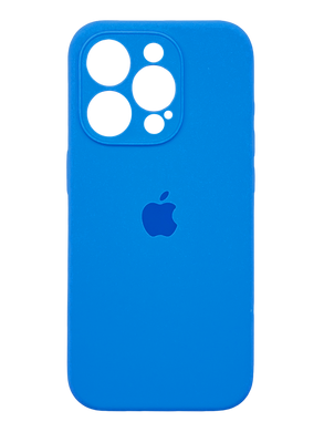 Силиконовый чехол Full Cover для iPhone 15 Pro Max new lake blue (capri blue) Full Camera