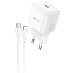 Сетевое зарядное устройство Hoco N32 Glory PD30W Type-C to Lightning white