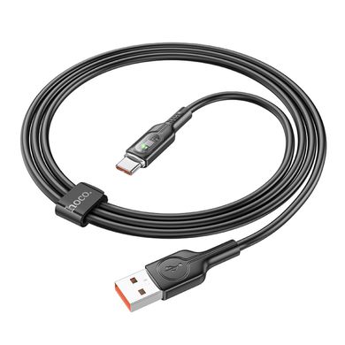 USB кабель HOCO U120 Transparent explore intelligent power-off USB to Type-C 5A/1,2m black