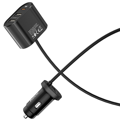 Автомобільний зарядний пристрій Hoco Z35 Companheiro 1LighterPlug/2USB/1PD/3A/PD2.0/QC3.0/LEDBlack