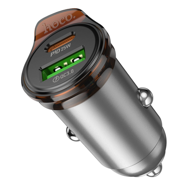 Автомобильное зарядное устройство HOCO NZ16A 1USB-C/1USB QC/PD 43W metal grey