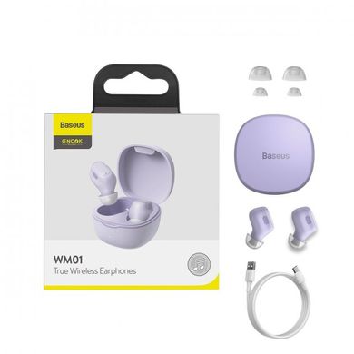 Навушники бездротові Baseus Encok True Wireless Earphones WM01 purple NGWM01-05