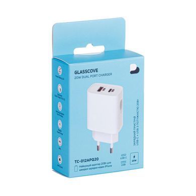 Сетевое зарядное устройство Glasscove 20W 2-Port Type-C+USB (TC-012APQ20) white
