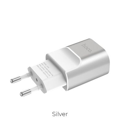 Адаптер змінного струму HOCO C47A Metal FC 2USB 2.1A white-silver