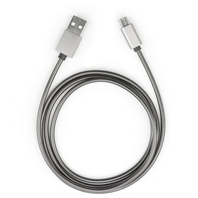 USB дата кабель Vinga USB 2.0 AM/micro 5P 1m stainless steel gray(VCPDCMSSJ1GR)