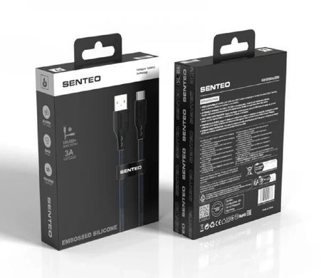 Кабель Senteo SL-04 Embossed Silicone 3A USB to Type-C 1m black