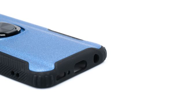 Чохол із кільцем техно шкіра для Samsung A40 blue