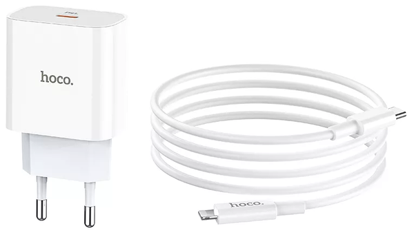 Мережевий зарядний пристрій HOCO C76A Plus PD20W Type-C to Lightning 3A white