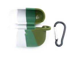Чехол for AirPods Pro силиконовый Colorfull + карабин white/green box