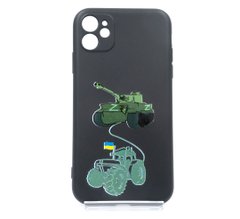 Силіконовий чохол Soft Feel MyPrint для iPhone 11 Трактор з танком, black Full Camera