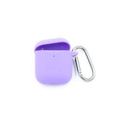 Чохол Silicone Case New for AirPods 1/2 + карабін light purple, box