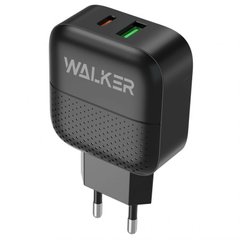 Мережевий зарядний пристрій адаптер WALKER WH-37 PD3.0_3A/QC3.0_3A/18W black