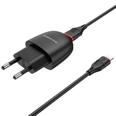 Сетевое зарядное устройство Borofone BA49A Lightning (EU) 1USB 2.1A black
