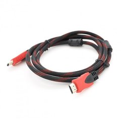 Кабель HDMI- HDMI 1,4V 1.5m тканинний black/red